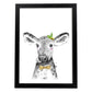 Lámina Vaca infantil con pajarita poster animales infantiles-Artwork-Nacnic-A4-Marco Negro-Nacnic Estudio SL