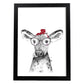Lámina Vaca infantil con pañuelo poster animales infantiles-Artwork-Nacnic-A4-Marco Negro-Nacnic Estudio SL