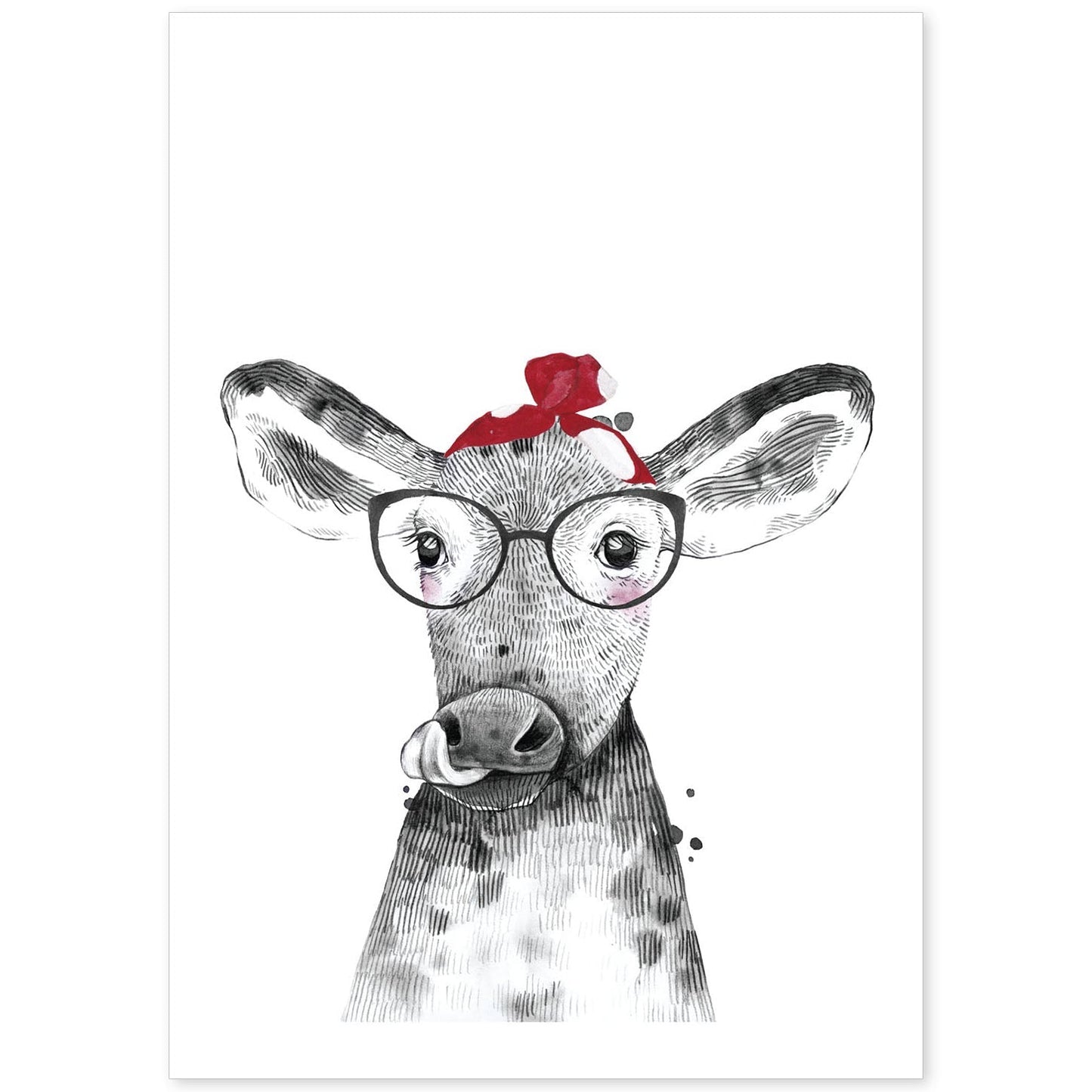 Lámina Vaca infantil con pañuelo poster animales infantiles-Artwork-Nacnic-A4-Sin marco-Nacnic Estudio SL