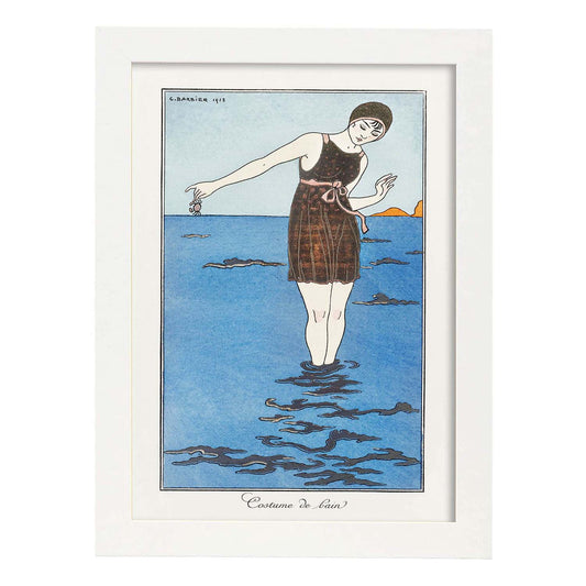 Lámina Vintage Modelo 001. Pósters con las ilustraciones Art Decó de George Barbier.-Artwork-Nacnic-A4-Marco Blanco-Nacnic Estudio SL