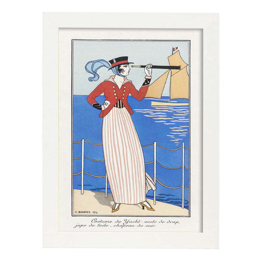 Lámina Vintage Modelo 002. Pósters con las ilustraciones Art Decó de George Barbier.-Artwork-Nacnic-A4-Marco Blanco-Nacnic Estudio SL