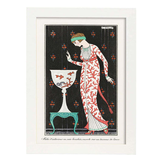 Lámina Vintage Modelo 003. Pósters con las ilustraciones Art Decó de George Barbier.-Artwork-Nacnic-A4-Marco Blanco-Nacnic Estudio SL