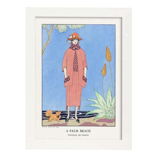 Lámina Vintage Modelo 004. Pósters con las ilustraciones Art Decó de George Barbier.-Artwork-Nacnic-A4-Marco Blanco-Nacnic Estudio SL