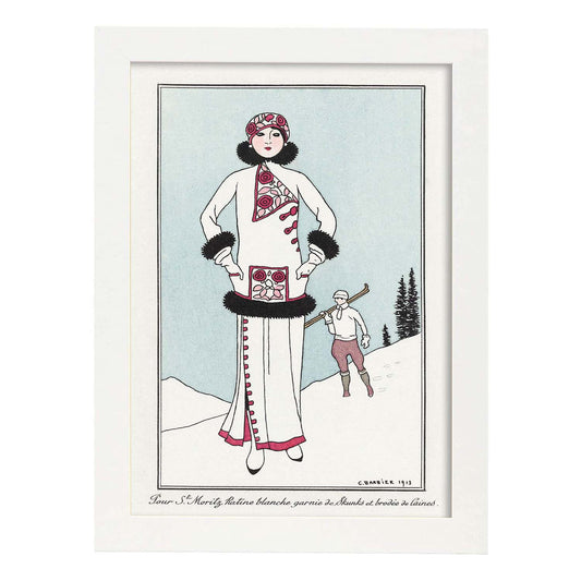Lámina Vintage Modelo 006. Pósters con las ilustraciones Art Decó de George Barbier.-Artwork-Nacnic-A4-Marco Blanco-Nacnic Estudio SL