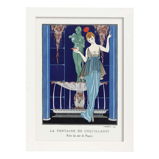 Lámina Vintage Modelo 009. Pósters con las ilustraciones Art Decó de George Barbier.-Artwork-Nacnic-A4-Marco Blanco-Nacnic Estudio SL