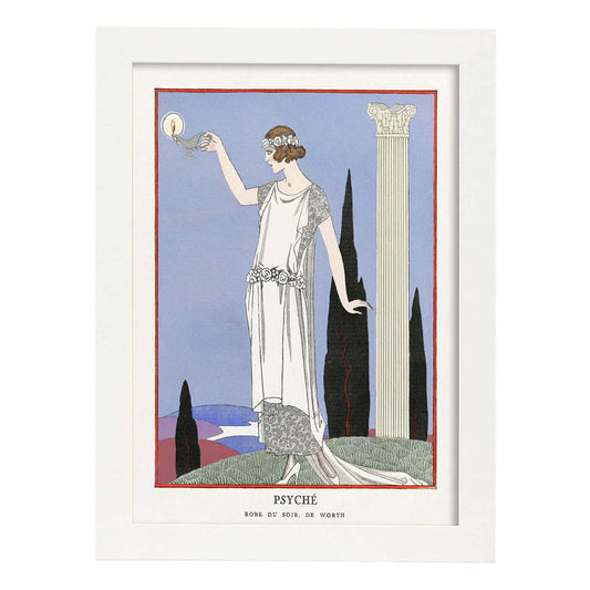 Lámina Vintage Modelo 012. Pósters con las ilustraciones Art Decó de George Barbier.-Artwork-Nacnic-A4-Marco Blanco-Nacnic Estudio SL