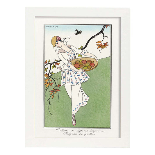 Lámina Vintage Modelo 013. Pósters con las ilustraciones Art Decó de George Barbier.-Artwork-Nacnic-A4-Marco Blanco-Nacnic Estudio SL