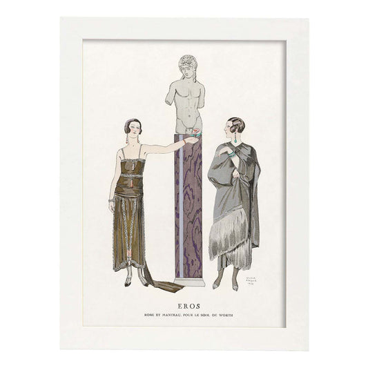 Lámina Vintage Modelo 015. Pósters con las ilustraciones Art Decó de George Barbier.-Artwork-Nacnic-A4-Marco Blanco-Nacnic Estudio SL
