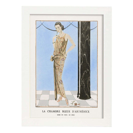 Lámina Vintage Modelo 016. Pósters con las ilustraciones Art Decó de George Barbier.-Artwork-Nacnic-A4-Marco Blanco-Nacnic Estudio SL