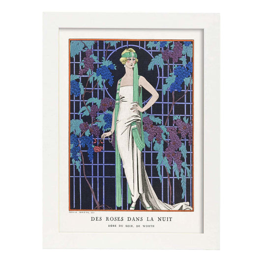 Lámina Vintage Modelo 017. Pósters con las ilustraciones Art Decó de George Barbier.-Artwork-Nacnic-A4-Marco Blanco-Nacnic Estudio SL