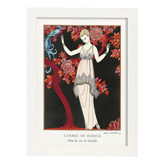 Lámina Vintage Modelo 018. Pósters con las ilustraciones Art Decó de George Barbier.-Artwork-Nacnic-A4-Marco Blanco-Nacnic Estudio SL