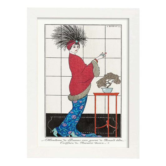 Lámina Vintage Modelo 019. Pósters con las ilustraciones Art Decó de George Barbier.-Artwork-Nacnic-A4-Marco Blanco-Nacnic Estudio SL
