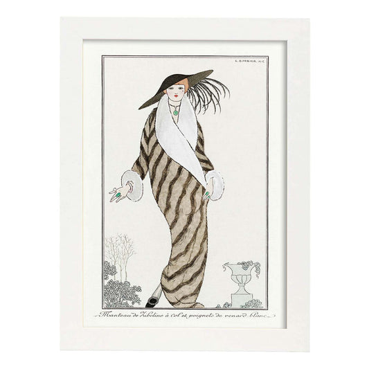 Lámina Vintage Modelo 020. Pósters con las ilustraciones Art Decó de George Barbier.-Artwork-Nacnic-A4-Marco Blanco-Nacnic Estudio SL