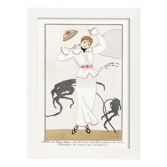 Lámina Vintage Modelo 021. Pósters con las ilustraciones Art Decó de George Barbier.-Artwork-Nacnic-A4-Marco Blanco-Nacnic Estudio SL