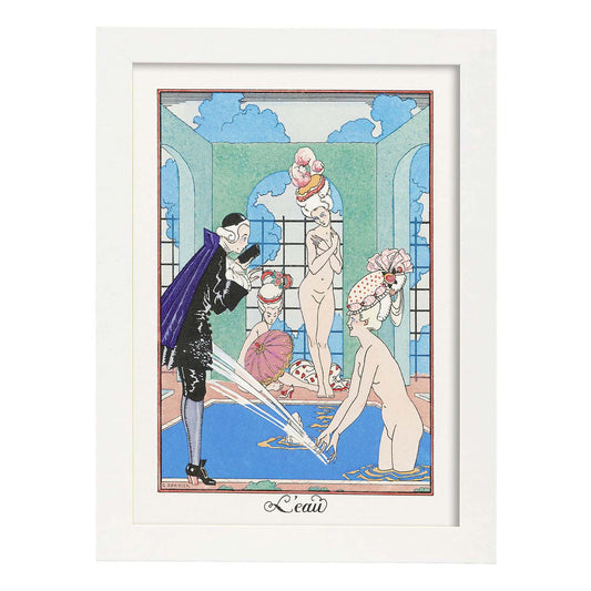 Lámina Vintage Modelo 022. Pósters con las ilustraciones Art Decó de George Barbier.-Artwork-Nacnic-A4-Marco Blanco-Nacnic Estudio SL