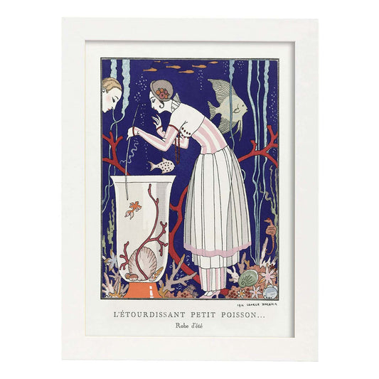 Lámina Vintage Modelo 023. Pósters con las ilustraciones Art Decó de George Barbier.-Artwork-Nacnic-A4-Marco Blanco-Nacnic Estudio SL