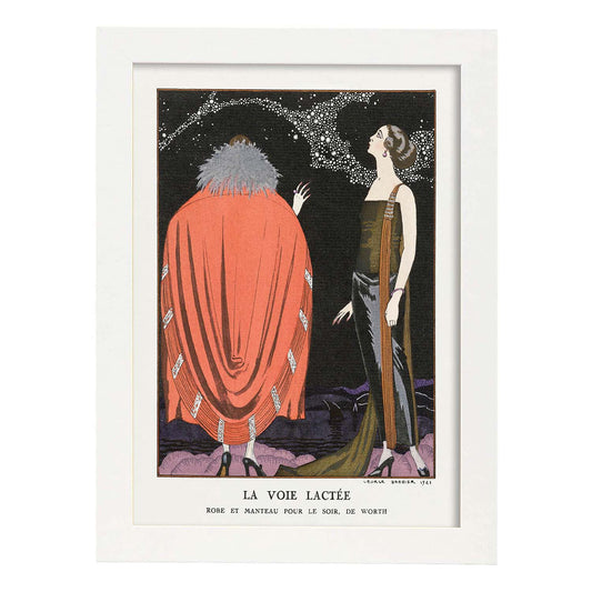 Lámina Vintage Modelo 027. Pósters con las ilustraciones Art Decó de George Barbier.-Artwork-Nacnic-A4-Marco Blanco-Nacnic Estudio SL