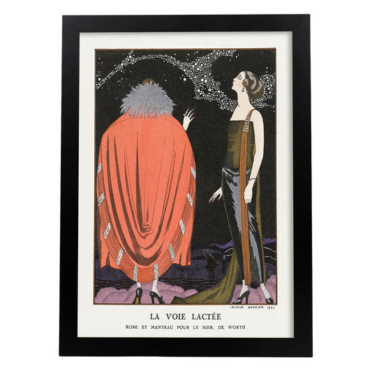 Lámina Vintage Modelo 027. Pósters con las ilustraciones Art Decó de George Barbier.-Artwork-Nacnic-A4-Marco Negro-Nacnic Estudio SL