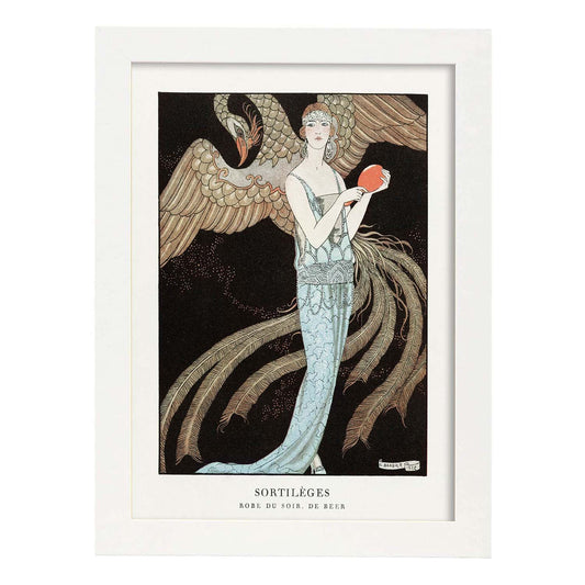 Lámina Vintage Modelo 030. Pósters con las ilustraciones Art Decó de George Barbier.-Artwork-Nacnic-A4-Marco Blanco-Nacnic Estudio SL