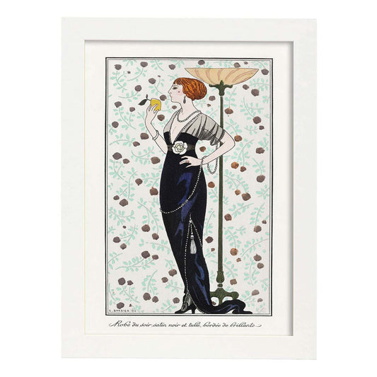 Lámina Vintage Modelo 033. Pósters con las ilustraciones Art Decó de George Barbier.-Artwork-Nacnic-A4-Marco Blanco-Nacnic Estudio SL