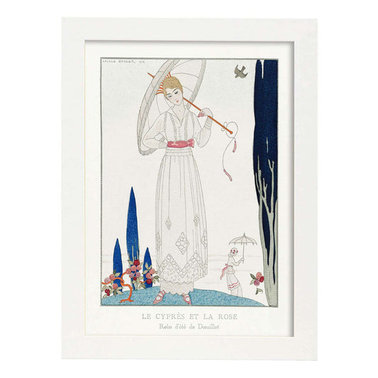 Lámina Vintage Modelo 034. Pósters con las ilustraciones Art Decó de George Barbier.-Artwork-Nacnic-A4-Marco Blanco-Nacnic Estudio SL