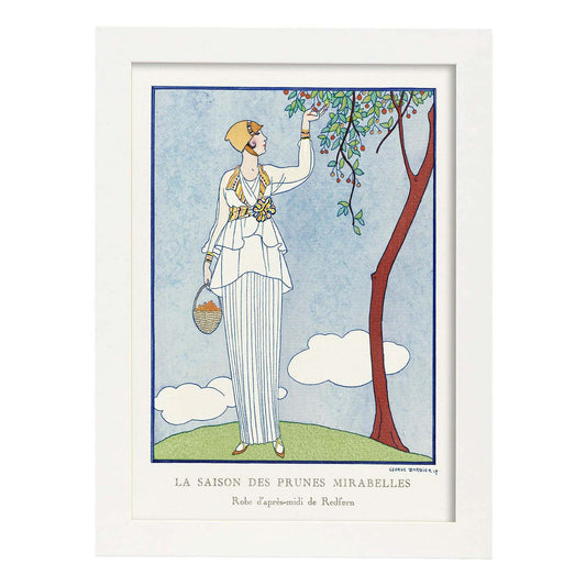 Lámina Vintage Modelo 036. Pósters con las ilustraciones Art Decó de George Barbier.-Artwork-Nacnic-A4-Marco Blanco-Nacnic Estudio SL