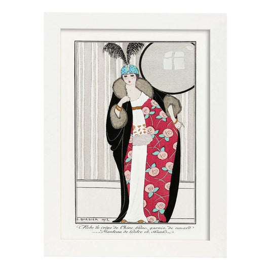 Lámina Vintage Modelo 037. Pósters con las ilustraciones Art Decó de George Barbier.-Artwork-Nacnic-A4-Marco Blanco-Nacnic Estudio SL