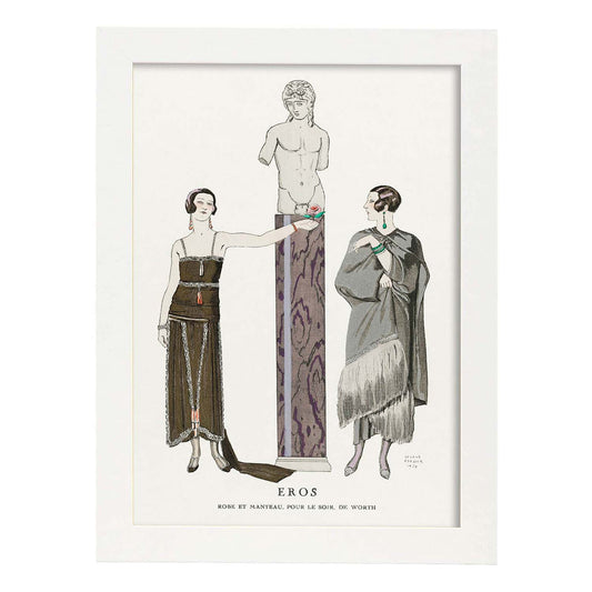 Lámina Vintage Modelo 044. Pósters con las ilustraciones Art Decó de George Barbier.-Artwork-Nacnic-A4-Marco Blanco-Nacnic Estudio SL