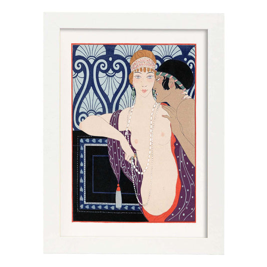 Lámina Vintage Modelo 047. Pósters con las ilustraciones Art Decó de George Barbier.-Artwork-Nacnic-A4-Marco Blanco-Nacnic Estudio SL