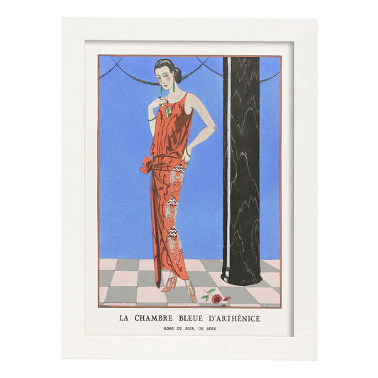 Lámina Vintage Modelo 049. Pósters con las ilustraciones Art Decó de George Barbier.-Artwork-Nacnic-A4-Marco Blanco-Nacnic Estudio SL