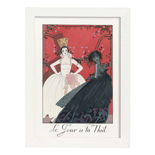 Lámina Vintage Modelo 050. Pósters con las ilustraciones Art Decó de George Barbier.-Artwork-Nacnic-A4-Marco Blanco-Nacnic Estudio SL