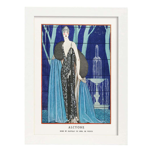 Lámina Vintage Modelo 054. Pósters con las ilustraciones Art Decó de George Barbier.-Artwork-Nacnic-A4-Marco Blanco-Nacnic Estudio SL