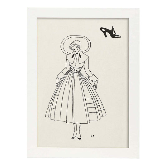 Lámina Vintage Modelo 057. Pósters con las ilustraciones Art Decó de George Barbier.-Artwork-Nacnic-A4-Marco Blanco-Nacnic Estudio SL