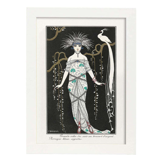 Lámina Vintage Modelo 058. Pósters con las ilustraciones Art Decó de George Barbier.-Artwork-Nacnic-A4-Marco Blanco-Nacnic Estudio SL