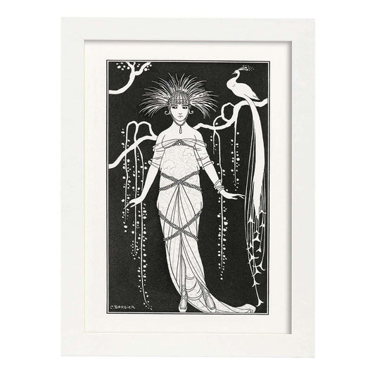Lámina Vintage Modelo 059. Pósters con las ilustraciones Art Decó de George Barbier.-Artwork-Nacnic-A4-Marco Blanco-Nacnic Estudio SL