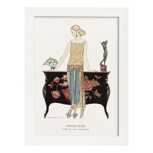 Lámina Vintage Modelo 060. Pósters con las ilustraciones Art Decó de George Barbier.-Artwork-Nacnic-A4-Marco Blanco-Nacnic Estudio SL