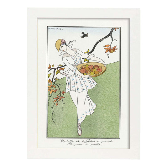 Lámina Vintage Modelo 062. Pósters con las ilustraciones Art Decó de George Barbier.-Artwork-Nacnic-A4-Marco Blanco-Nacnic Estudio SL