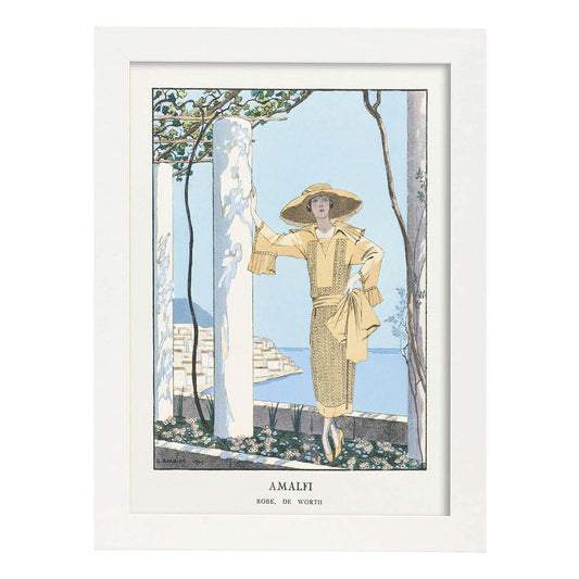 Lámina Vintage Modelo 063. Pósters con las ilustraciones Art Decó de George Barbier.-Artwork-Nacnic-A4-Marco Blanco-Nacnic Estudio SL