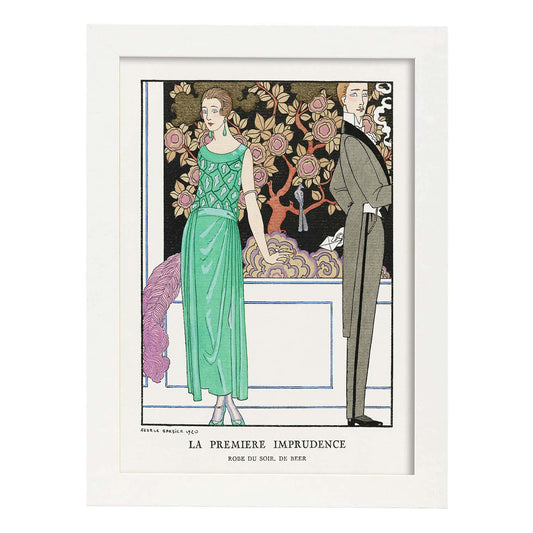 Lámina Vintage Modelo 064. Pósters con las ilustraciones Art Decó de George Barbier.-Artwork-Nacnic-A4-Marco Blanco-Nacnic Estudio SL