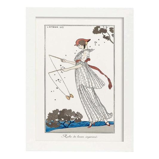 Lámina Vintage Modelo 069. Pósters con las ilustraciones Art Decó de George Barbier.-Artwork-Nacnic-A4-Marco Blanco-Nacnic Estudio SL