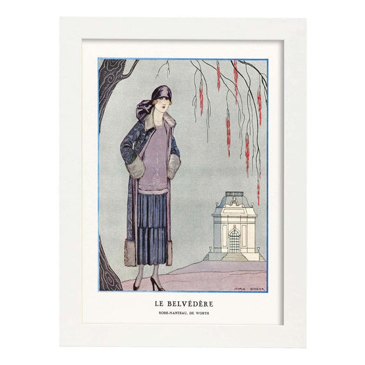 Lámina Vintage Modelo 070. Pósters con las ilustraciones Art Decó de George Barbier.-Artwork-Nacnic-A4-Marco Blanco-Nacnic Estudio SL