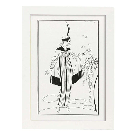 Lámina Vintage Modelo 071. Pósters con las ilustraciones Art Decó de George Barbier.-Artwork-Nacnic-A4-Marco Blanco-Nacnic Estudio SL