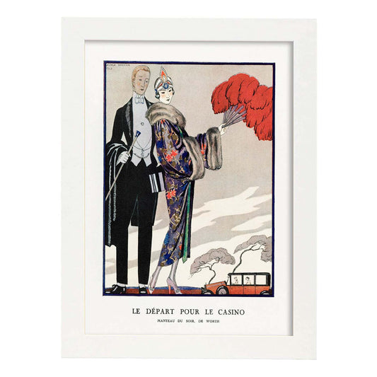 Lámina Vintage Modelo 072. Pósters con las ilustraciones Art Decó de George Barbier.-Artwork-Nacnic-A4-Marco Blanco-Nacnic Estudio SL