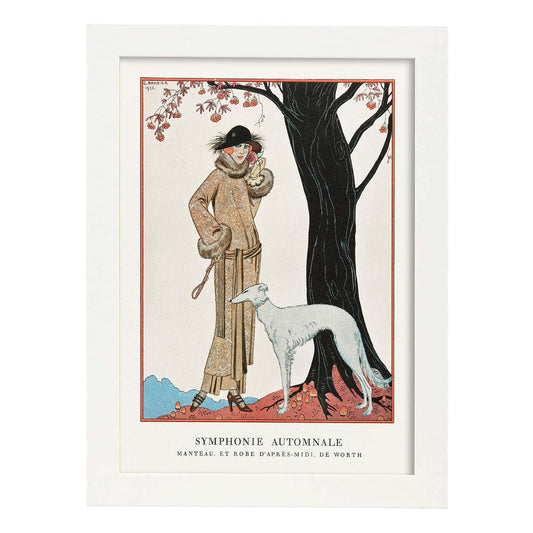 Lámina Vintage Modelo 073. Pósters con las ilustraciones Art Decó de George Barbier.-Artwork-Nacnic-A4-Marco Blanco-Nacnic Estudio SL