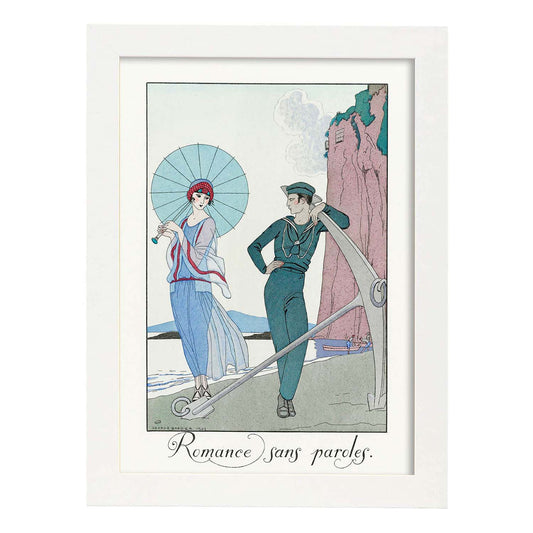 Lámina Vintage Modelo 075. Pósters con las ilustraciones Art Decó de George Barbier.-Artwork-Nacnic-A4-Marco Blanco-Nacnic Estudio SL