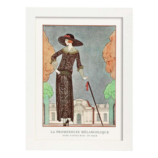 Lámina Vintage Modelo 076. Pósters con las ilustraciones Art Decó de George Barbier.-Artwork-Nacnic-A4-Marco Blanco-Nacnic Estudio SL