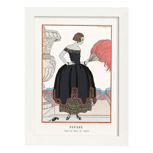 Lámina Vintage Modelo 077. Pósters con las ilustraciones Art Decó de George Barbier.-Artwork-Nacnic-A4-Marco Blanco-Nacnic Estudio SL