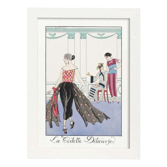 Lámina Vintage Modelo 078. Pósters con las ilustraciones Art Decó de George Barbier.-Artwork-Nacnic-A4-Marco Blanco-Nacnic Estudio SL