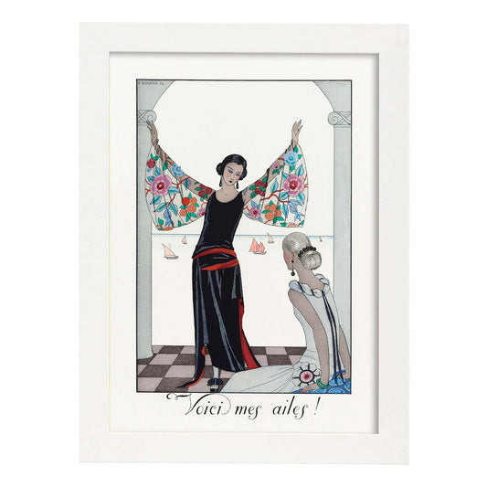 Lámina Vintage Modelo 079. Pósters con las ilustraciones Art Decó de George Barbier.-Artwork-Nacnic-A4-Marco Blanco-Nacnic Estudio SL