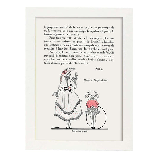Lámina Vintage Modelo 080. Pósters con las ilustraciones Art Decó de George Barbier.-Artwork-Nacnic-A4-Marco Blanco-Nacnic Estudio SL